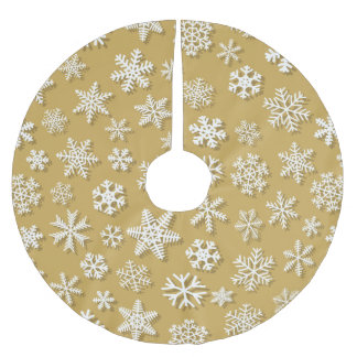 GULD & WHITE CHRISTMAS SNOWFLAKE MÖNSTER JULGRANSMATTA BORSTAD POLYESTER