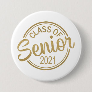 Guld White Class of 2021 Senior Studenten Knapp