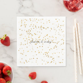 Guld White Confetti-punkter Pappersservett