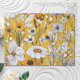 Guld White Daisy Boho Wildblomme Decoupage