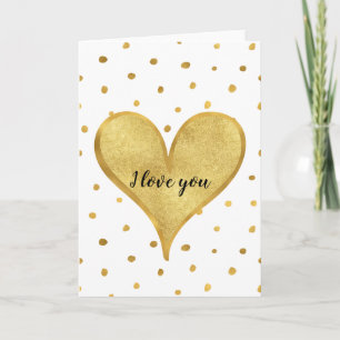 Guld White Dots Heart Kärlek Kort