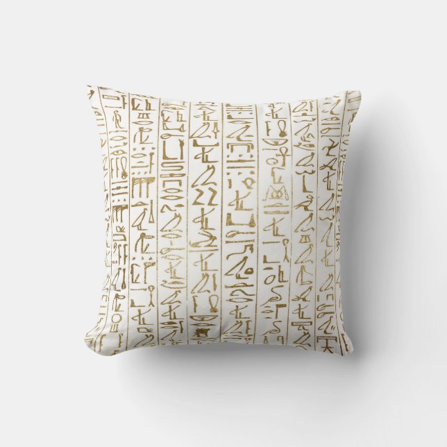 Guld & White Egyptian Egypten Glam Modern Chic Kudde (Framsida)