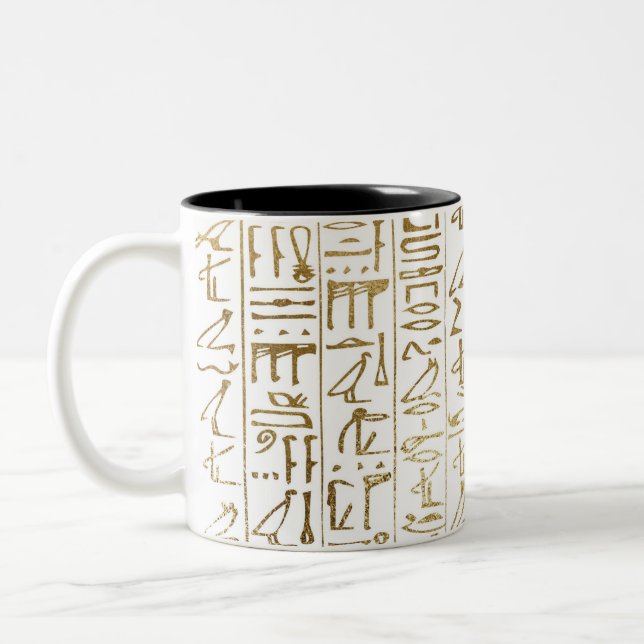 Guld & White Egyptian Egypten Glam Modern Chic Två-Tonad Mugg (Vänster)