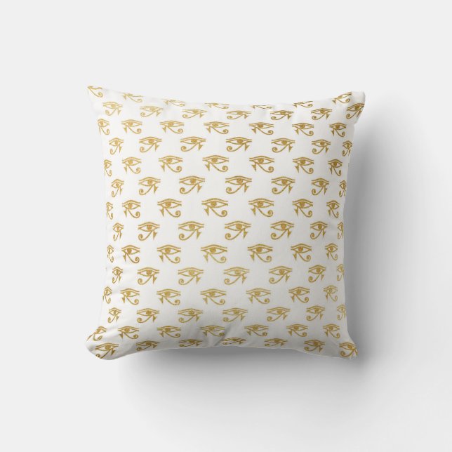 Guld & White Egyptian Egypten Öga Glam Modern Chic Kudde (Framsida)