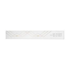 Guld White Elegance Diamond Geo Deco Bröllop Etikettband