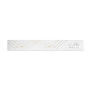 Guld White Elegance Diamond Geo Deco Bröllop Etikettband