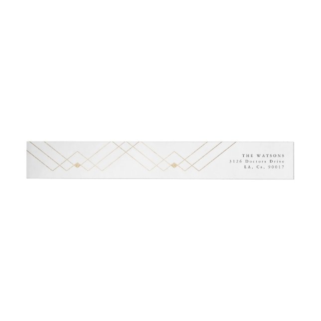 Guld White Elegance Diamond Geo Deco Bröllop Etikettband (Individual)