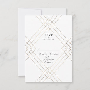 Guld White Elegance Diamond Geo Deco Bröllop OSA Kort