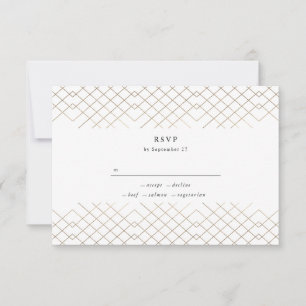 Guld White Elegance Diamond Geo Deco Bröllop OSA Kort