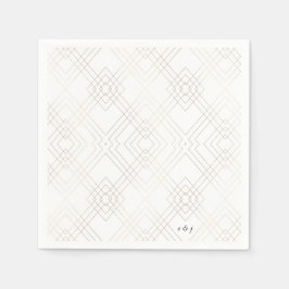 Guld White Elegance Diamond Geo Deco Bröllop Pappersservett