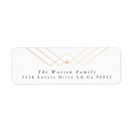 Guld White Elegance Diamond Geo Deco Bröllop Returadress Etikett