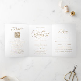 Guld & White Elegant Charm-skript Bröllop