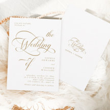Guld & White Elegant Classy Calligraphy Bröllop