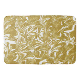 Guld & White Elegant Glam Marble Swirl Badrumsmatta