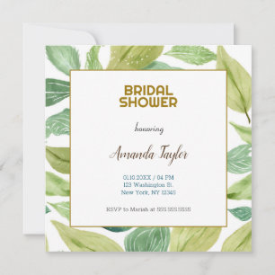 Guld White Färg Blommigt - minimalistisk Möhippa Inbjudningar