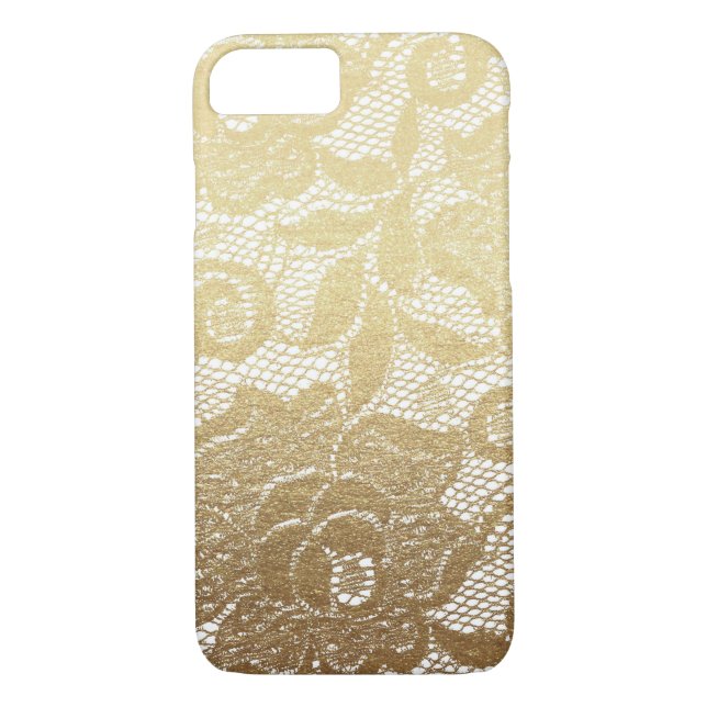 Guld & White Faux Blommigt Snöre Case-Mate iPhone Skal (Baksida)