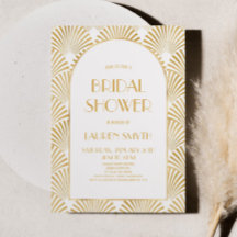 Guld White Geometric Art Deco-Möhippa