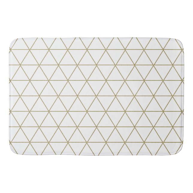 Guld White Geometric Triangles Boho Glam Minimal Badrumsmatta (Framsidan)