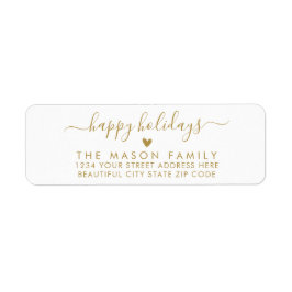 Guld White Glad helg Script-Returadress Returadress Etikett