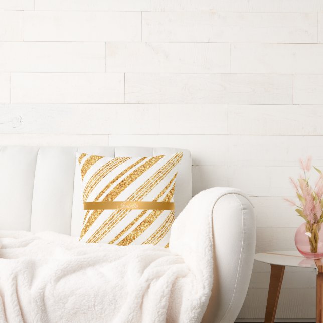 Guld White Glitter Boho Popular Rand Collection Kudde (Soffa)