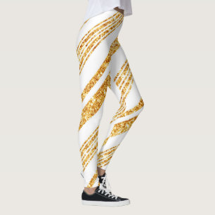 Guld White Glitter Boho Popular Rand Collection Leggings