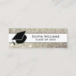 Guld White Glitter Grad Cap Studenten Infoga Mini Visitkort