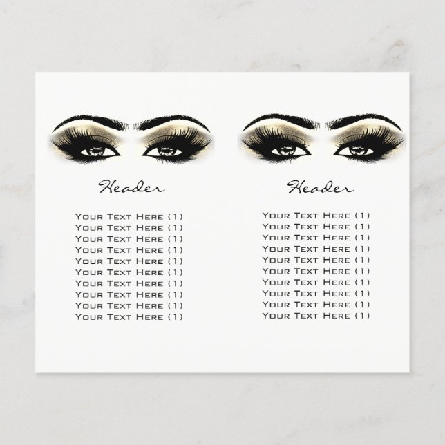 Guld White Glitter Makeup Öga Lash Prices-bipackse Flygblad (Baksidan)