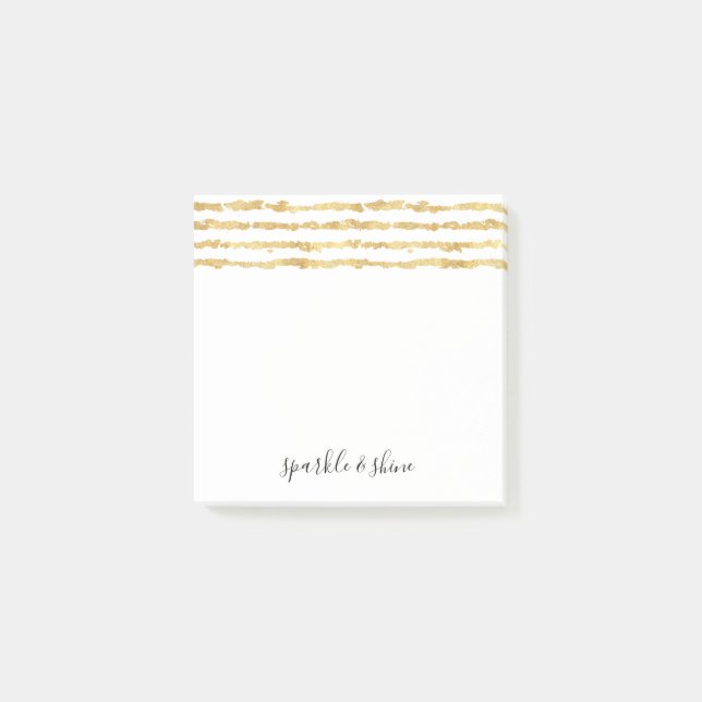 Guld White Glitz Rand Gnistra Shine Post-it Block (Framsida)