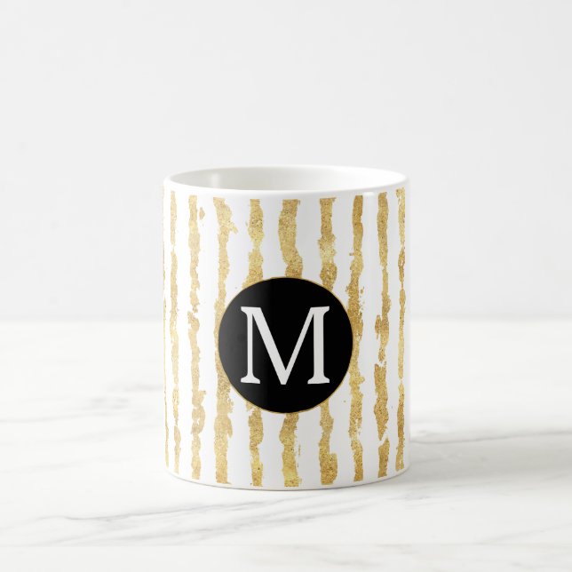 Guld White Glitz Rand Monogram Kaffemugg (Center)