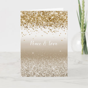 Guld White Gnistra Glitter Peace Kärlek Kort