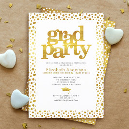Guld white grad party modern typografi chic med fe inbjudningar