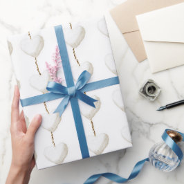 Guld White Hearts Birthday Presentpapper