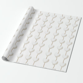Guld White Hearts Birthday Presentpapper