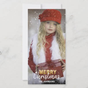 Guld White Helgdagars God jul Family FOTO Julkort