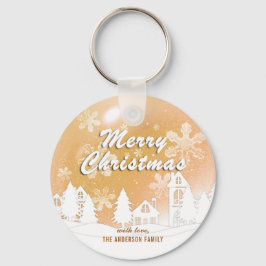 Guld White House Snöflingor Julafton Gott nytt år Nyckelring