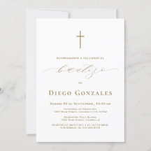 Guld White Invacion De Bautizo Boy Baptism