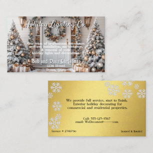Guld White jul Snöflingor Lighting Company Visitkort
