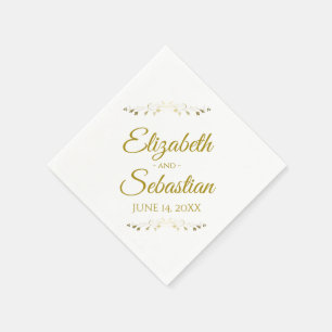 Guld & White Lacy Filigree Simple Elegant bröllop Pappersservett