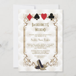 Guld White Las Vegas Casino Bachelorette Helg Inbjudningar