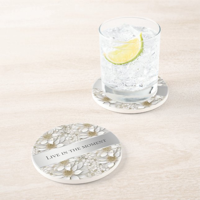 Guld White Lotus Flowers Underlägg (Sidan)