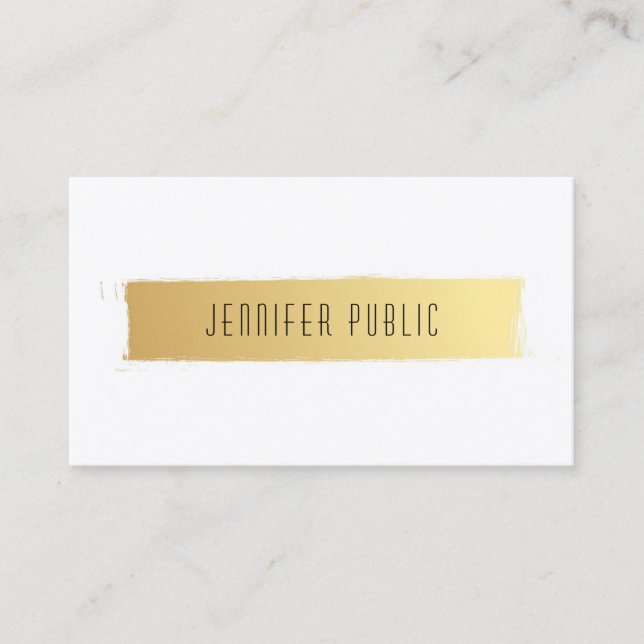 Guld White Luxurie Modern Professionell Template Visitkort (Framsida)