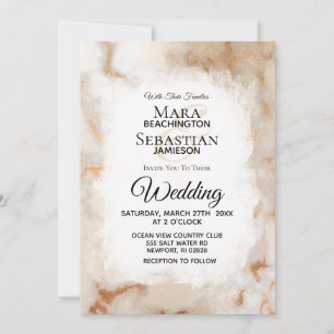 *~* Guld White Marble Artistic AR2 Bröllop Inbjudningar