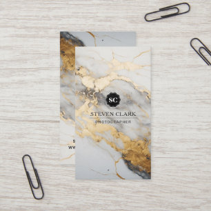 Guld White Marble Background Lux Visitkort