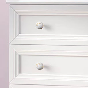 Guld White Marble Orb Knopp