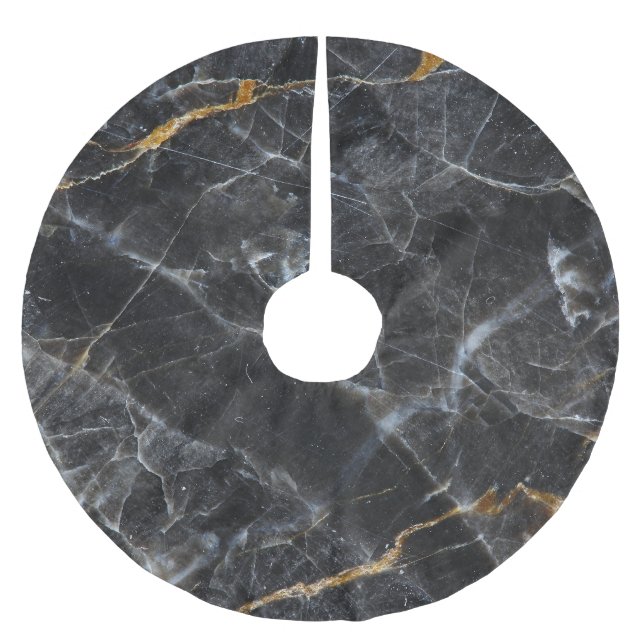 Guld White Marble Struktur Design Julgransmatta Borstad Polyester (Framsidan)