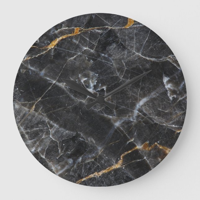 Guld White Marble Struktur Design Stor Klocka (Framsida)
