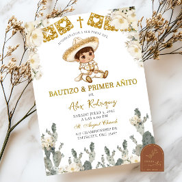 Guld White Mexican Bautizo Y Primer Anito Inbjudningar