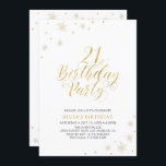 Guld & White | Modern Chic 21:a födelsedagen Party Inbjudningar<br><div class="desc">Låt oss fira din speciella dag med den här snyggten 21:a födelsedagsinbjudan. Den här designen har guld-typografi i chic på gnistra framsida och guld med ett foto på baksidan. Byt ut exempelfotot mot ditt eller radera om du inte vill ha det. Bakgrunden till färg är vit, men du kan gärna...</div>