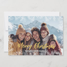 Guld White Modern Elegant-familjens fotomul Julkort