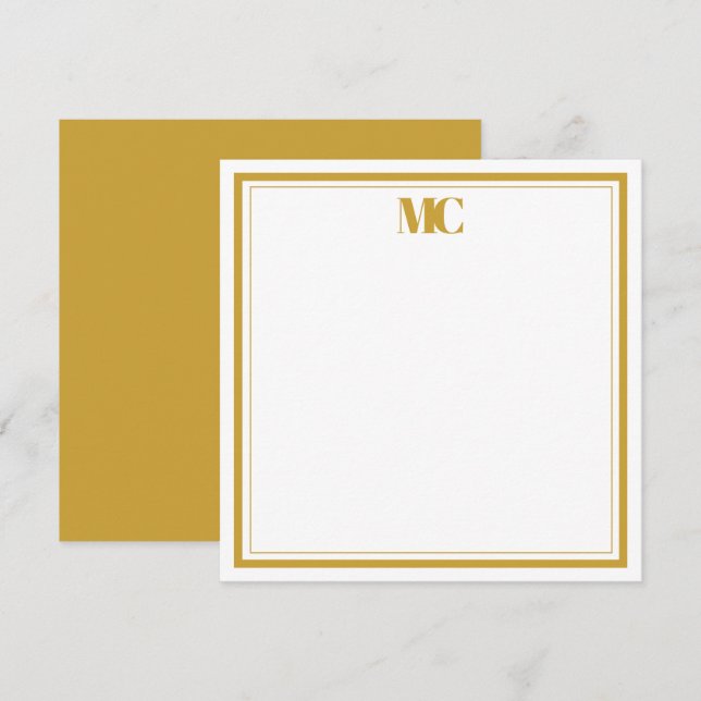 Guld White Modern Minimalist Monogram 2 Gräns Inbjudningar (Fram/baksida)